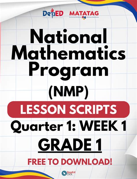 National Mathematics Program (NMP) Lesson Scripts (Q1: Week .
